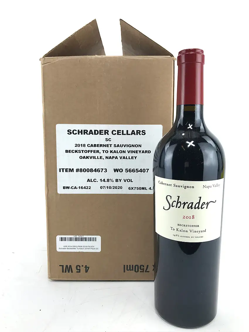 2018 Schrader Cellars, Beckstoffer To Kalon Vineyard Cabernet Sauvignon, Napa Valley, Case of 6 btls
