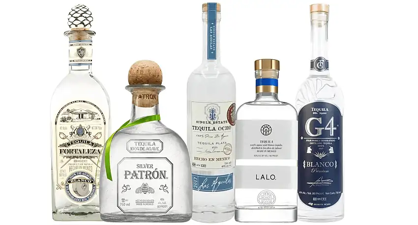 Additive-Free Blanco Tequila Bundle: Tequila Ocho, Fortaleza, G4, Patron, Lalo