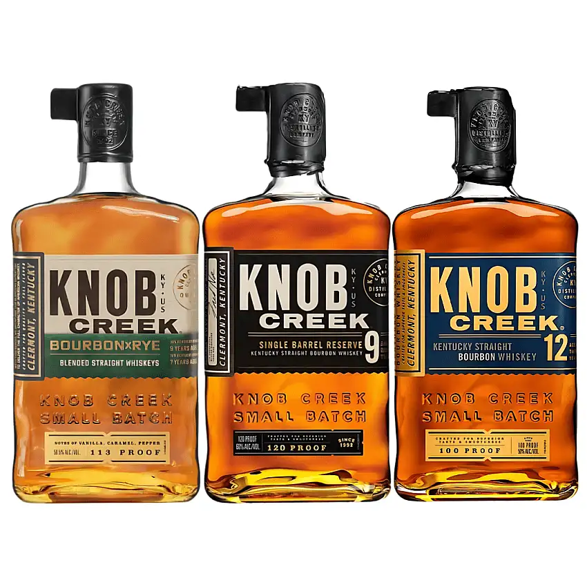 Knob Creek Bourbon Bundle: Bourbon X Rye, 9 Year Single Barrel, 12 Year Small Batch
