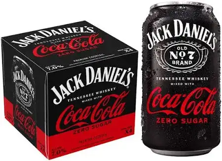Jack Daniel s Coca Cola Zero Sugar 4PK 355ml Whiskey