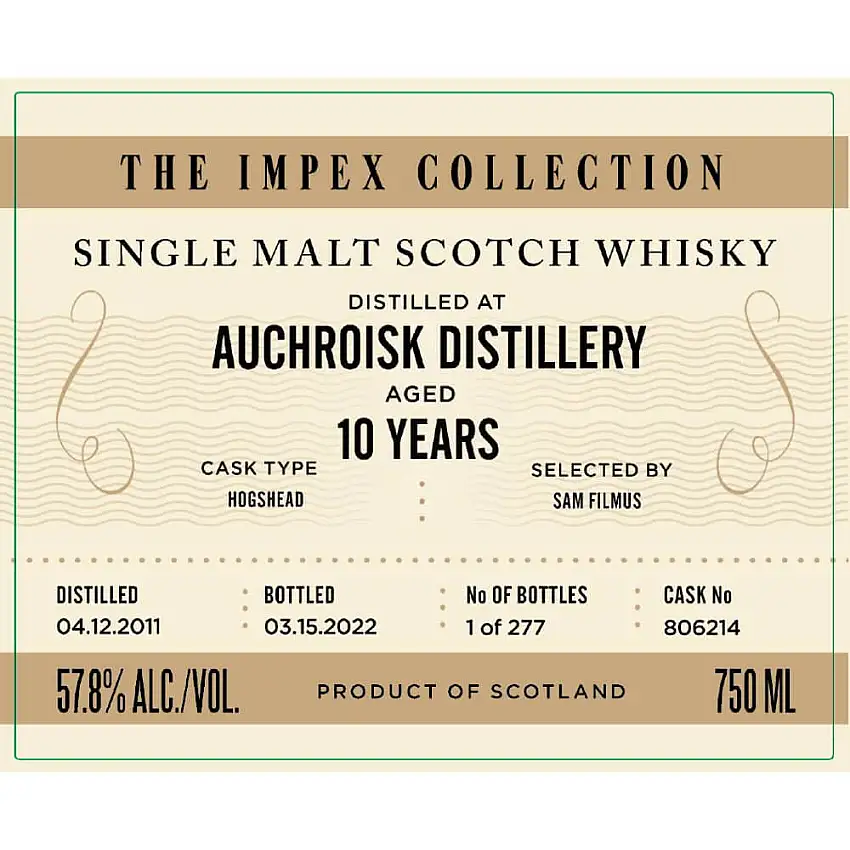 The ImpEx Collection Auchroisk Distillery 10 Year Old