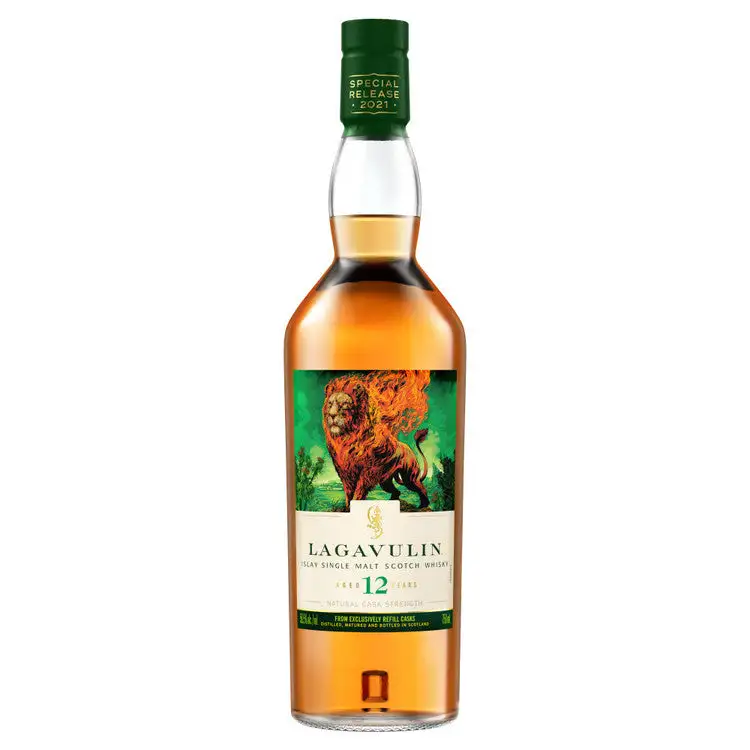 Lagavulin Single Malt Scotch Natural Cask Strength From Exclusively Refill Cask 12 Year - 750ML Bottle