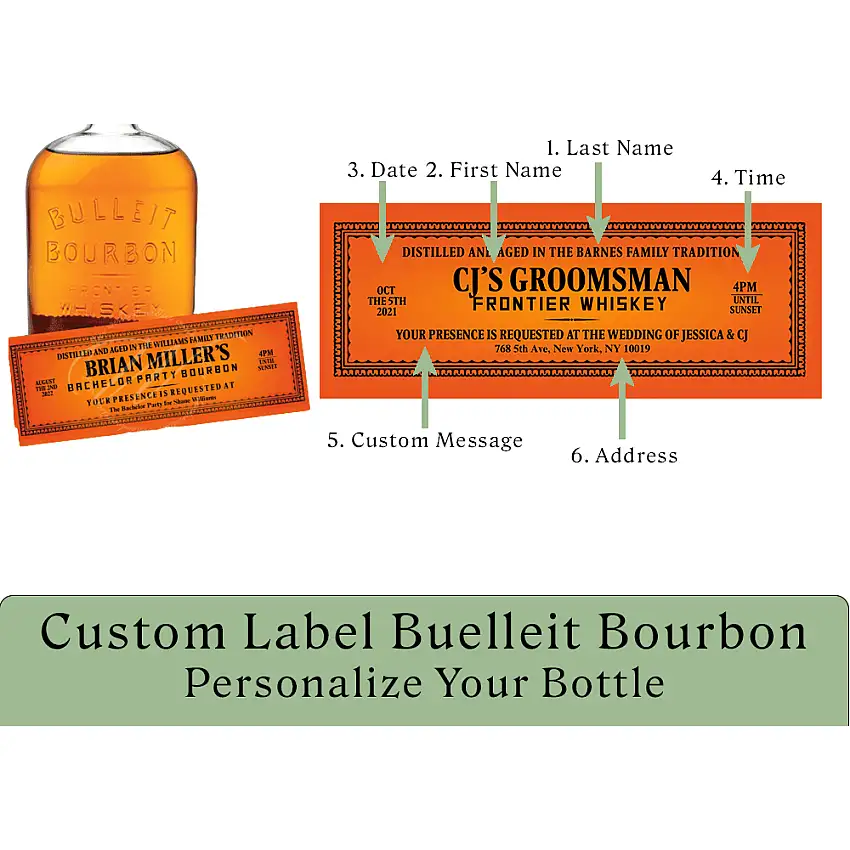 Bulleit Bourbon Custom Label | Personalized Bulleit Bourbon Bottle